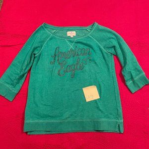 American Eagle 3/4 length sleeve Emerald Green Sweatshirt